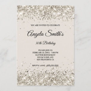 Invitación Purpurina de platino beige brillante falso
