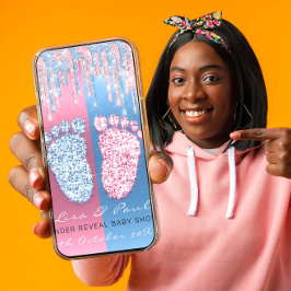 Invitación Purpurina de Revelación de Género Chica de niño be