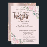 Invitación Purpurina de rosas rosas rosadas gotea oro Rosa 21<br><div class="desc">Una rosa rosa rosa rosa moderna,  de moda y glamurosa,  con goteos purpurinas sobre un fondo dorado rosa.</div>