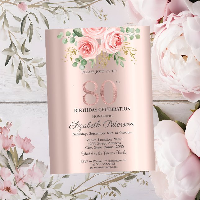Invitación Purpurina de rosas rosas rosadas gotea oro Rosa Or (Subido por el creador)