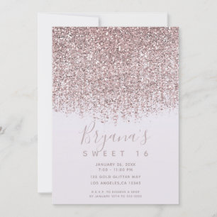 Invitación Purpurina de Rubor Rosa Sparkly Dulce 16 Fiesta