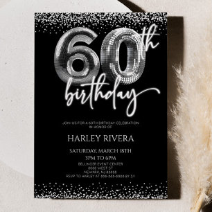 Invitación Purpurina de Silver Disco Ball