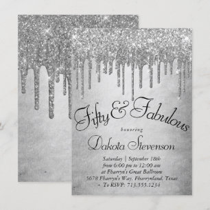 Invitación Purpurina de Silvery de goteo Platino Fabulous 5