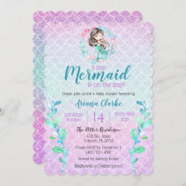 Invitación Purpurina de sirenas Chicas morados rosados azul B