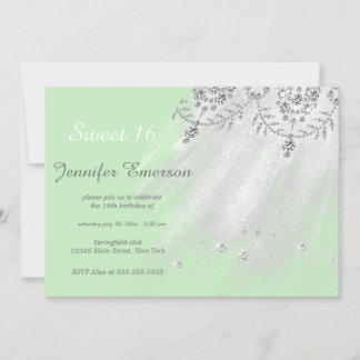 Invitación Purpurina de vestido blanco y plateado con 16 invi