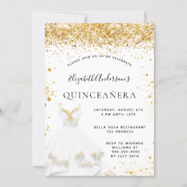 Invitación Purpurina de vestir de oro blanco Quinceanera