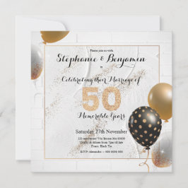 Invitación Purpurina del 50° Aniversario Boda de Oro Elegante