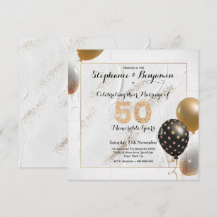 Invitación Purpurina del 50° Aniversario Boda de Oro Elegante