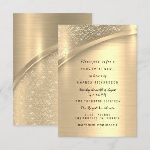 Invitación Purpurina del Aniversario del Boda de Oro