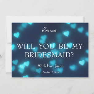 Invitación Purpurina Del Corazón Azul, Serás Mi Novia