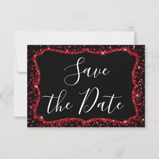 Invitación Purpurina del Corazón Rojo Sparkle Dulce Dieciséis (Anverso)