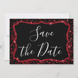 Invitación Purpurina del Corazón Rojo Sparkle Dulce Dieciséis