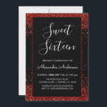 Invitación Purpurina del Corazón Rojo Sparkle Dulce Dieciséis<br><div class="desc">Nombre del Monograma del Corazón Rojo y Purpurina inicial de la espuma de Confetti Dulce Invitación a la fiesta de cumpleaños dieciséis. Esta invitación de Sweet 16 es perfecta para la fiesta de cumpleaños 16 de la Purpurina de espuma roja Confetti que busca celebrar con corazones rojos para El día...</div>