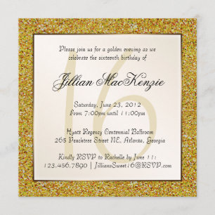 Invitación Purpurina del dulce 16 elegantes del oro el falso