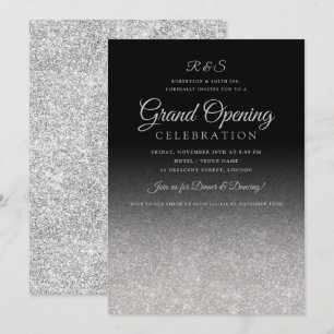 Invitación Purpurina del Glam Silver de apertura de grandes e