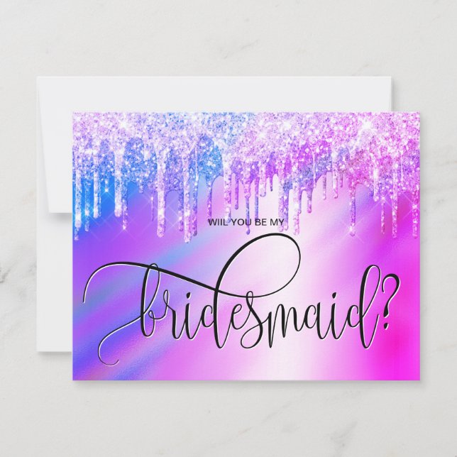 Invitación purpurina del holografo te goteará, serás mi dama  (Anverso)
