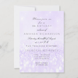 Invitación Purpurina Delicate Pastel Lavender Ametismo Púrpur