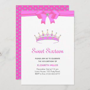Invitación Purpurina Diamond Tiara Sweet Dieciséis