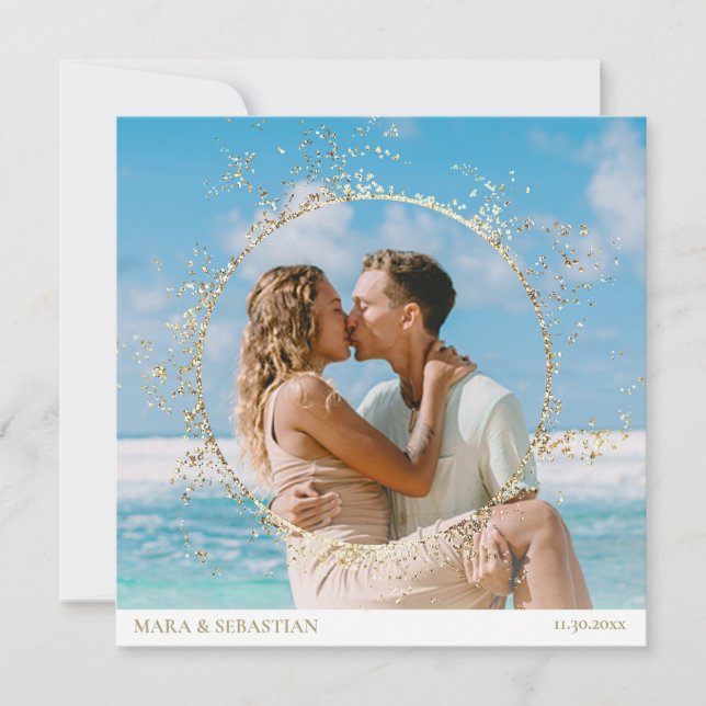 Invitación *~* Purpurina DIY Pareja FOTO RSVP QR AR6 Boda (Anverso)