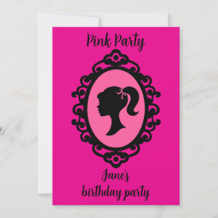 Invitación Purpurina Doll Birthday Pink Glam Fashion