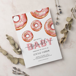 Invitación Purpurina Donut Baby Sprinkle Chica Baby Shower