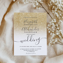 Invitación purpurina dorado blanco oscuro boda de moda de esc