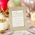 Invitación purpurina dorado claro moda elegante moderna Sweet<br><div class="desc">Moderna moda de bonito y elegante ducha de purpurina de oro claro dulce invitación de fiesta de 16 años con oro y elegante marco dorado.</div>