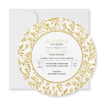 Purpurina dorado deja patrón boda moderno