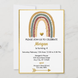 Invitación Purpurina dorado del tono de la Tierra Boho cumple