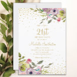 Invitación Purpurina dorado floral amarillo rosado 21º cumple<br><div class="desc">Elegante y colorido color rosa y amarillo acuarela floral con purpurina dorado en una blanca invitación a la fiesta de cumpleaños 21. Póngase en contacto con nosotros para obtener ayuda sobre la personalización o para solicitar productos coincidentes.</div>