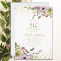 Purpurina dorado floral amarillo rosado 21º cumple