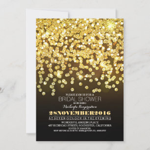 Invitación purpurina dorado luces de cuerda glam ducha de nov