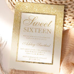 Invitación Purpurina dorado marfil oscuro elegante dulce diec<br><div class="desc">Moda moderna,  bonito y elegante purpurina de oro falso marfil oscuro de blanco Sweet dieciséis invitaciones de fiesta con oro y elegante marco dorado.</div>