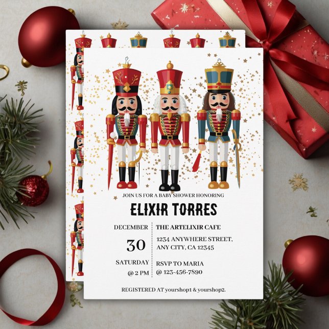 Invitación Purpurina dorado Red & Blue Nutcracker Baby Shower (Subido por el creador)