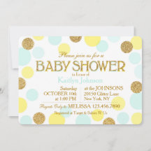 Purpurina dorado Seafoam Yellow Dots Baby Shower