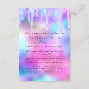 Invitación Purpurina Drip Silver Unicorn Chica de novias 16°