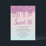 Invitación Purpurina Drips Holografía Dulce Rosa 16 Cumpleaño<br><div class="desc">Purpurina Drips Holografía Dulce Rosa 16 Invitación de cumpleaños</div>