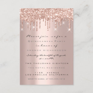 Invitación Purpurina Drips Rosa Bridal Sweet 16th Quinceanera