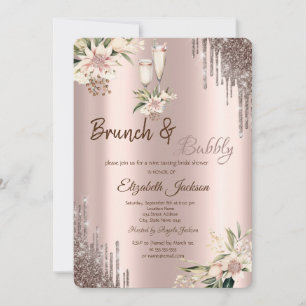 Invitación Purpurina Dris Floral Vidrio Bridal Ducha