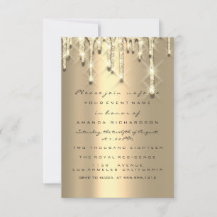 Invitación Purpurina Efecto 3D Ducha de novia Dulce 16º Oro