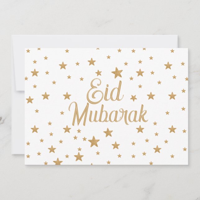 Invitación Purpurina Eid Mubarak Gold Star Decoración de espu (Anverso)