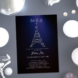 Invitación Purpurina Eiffel Paris Ducha Mínima Morada Bridal