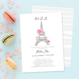 Invitación Purpurina Eiffel París Rosas rusos Ducha de novias
