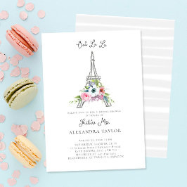 Invitación Purpurina Eiffel Paris Rustic Bouquet Bridal Showe