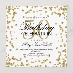 Invitación Purpurina elegante de oro 50 cumpleaños Confetti