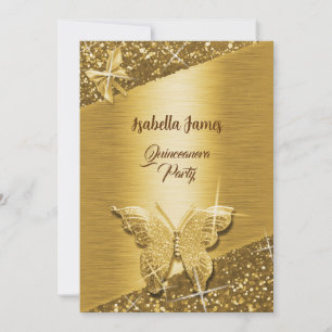 Invitación purpurina elegante Relieve metalizado espumoso mod