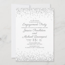 Invitación Purpurina elegante y moderno de plata blanca