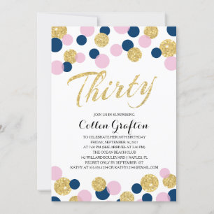 Invitación Purpurina esparcido Confetti   30 cumpleaños