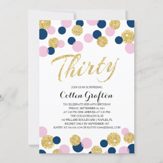Invitación Purpurina esparcido Confetti | 30 cumpleaños