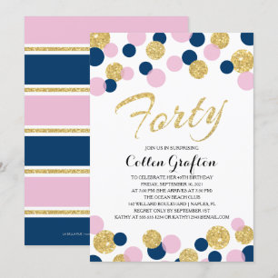 Invitación Purpurina esparcido Confetti 40 cumpleaños